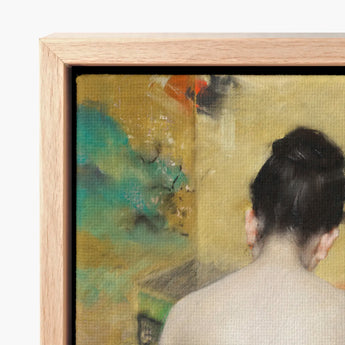 Study of Flesh and Gold - William Merritt Chase Art Print / Canvas Framed Abstract Painting Figure Dark Hair Viewed Set, Enigmatic Allure,