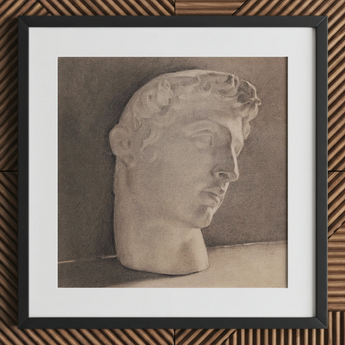 Study of a Plaster Head - Jan Veth Art Print / Canvas, 12x12’’ / 31x31cm / Black Frame / Matboard, Posters Prints & Visual Artwork, Toby