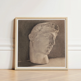 Framed Charcoal Sketch Classical Marble Bust Rendered Soft Plaster Head, Jan Veth’s Study, Opens, Chalk-white Highlight Tracing, Surface