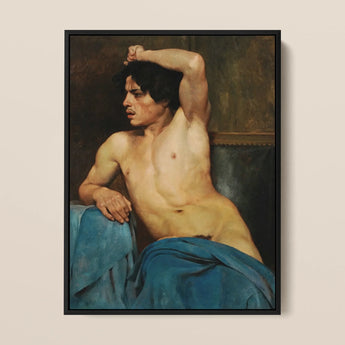 Studie van een halfnaakte man - Edouard Joseph Dantan kunstprint / Canvas, 12x16’’ / 31x41cm / Zwart frame, Posters Prints & Visual Artwork,
