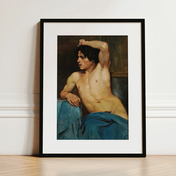 Studie van een halfnaakte man - Edouard Joseph Dantan kunstprint / Canvas, 12x16’’ / 31x41cm / Zwart frame / passe-partout, Posters Prints & Visual