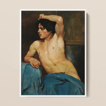 Studie van een halfnaakte man - Edouard Joseph Dantan kunstprint / Canvas, 12x16’’ / 31x41cm / Wit frame, Posters Prints & Visual Artwork,