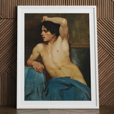 Studie van een halfnaakte man - Edouard Joseph Dantan kunstprint / Canvas, 24x32’’ / 61x81cm / Wit frame / passe-partout, Posters Prints & Visual