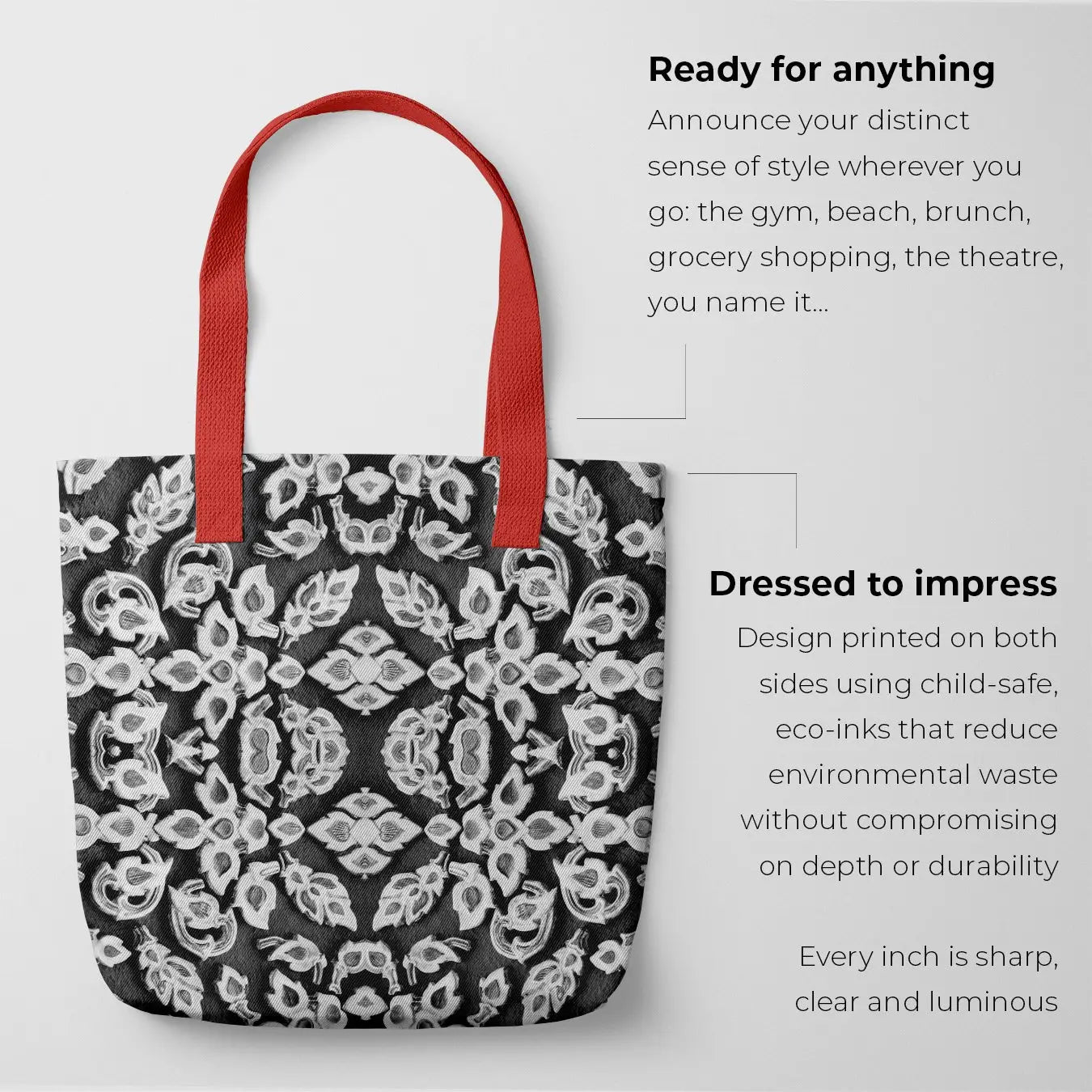 Ayodhya - Black & White Thai Mosaic Tote Bags