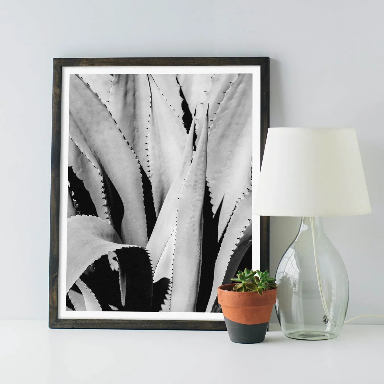 Oh So Succulent - Trippy Modern Botanical Black & White Print - 8×10 - Posters Prints & Visual Artwork - Aesthetic Art