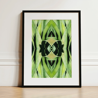 Oh so Succulent - Trippy Botanical Op Art Print / Canvas, 12x16’’ / 31x41cm / Black Frame / Matboard, Posters Prints & Visual Artwork, Toby