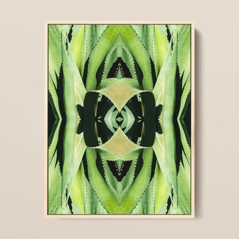 Oh so Succulent - Trippy Botanical Op Art Print / Canvas, 12x16’’ / 31x41cm / Natural Frame, Posters Prints & Visual Artwork, Toby Leon