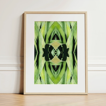 Oh so Succulent - Trippy Botanical Op Art Print / Canvas, 12x16’’ / 31x41cm / Natural Frame / Matboard, Posters Prints & Visual Artwork,