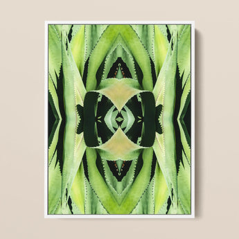 Oh so Succulent - Trippy Botanical Op Art Print / Canvas, 12x16’’ / 31x41cm / White Frame, Posters Prints & Visual Artwork, Toby Leon