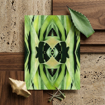 Oh so Succulent - Trippy Botanical Op Art Print / Canvas Rectangular Art Print Symmetrical Kaleidoscopic Design Green Agave Humble Aloe