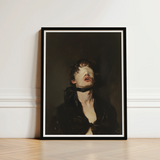 Black-framed Art Print Dramatic Portrait Person Dark Hair Gay Bdsm, Surrender Wrapped, Neo-victorian