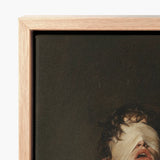 Minimalist Wooden-framed Canvas Print Dark-toned Textured Portrait Person Gay Bdsm Art, Surrender Wrapped, Neo-victorian