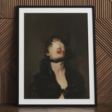 Neo-Victorian BDSM art print, framed, blindfolded man.