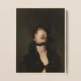 Suck it Up - Neo-victorian Gay Bdsm Framed Canvas, 12x16’’ / 31x41cm / Natural Floating Frame, Painting Person Blindfold Black Ribbon Neck