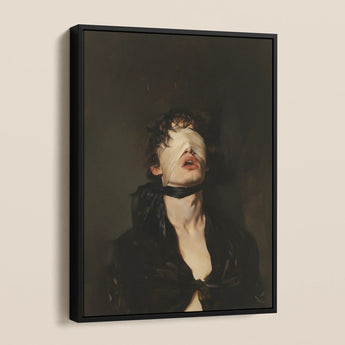 Suck it Up - Neo-victorian Gay Bdsm Framed Canvas, Framed Painting Blindfolded Man