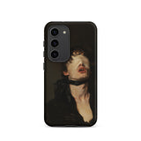 Suck it Up - Vintage Gay Sm Blindfold Samsung Case, Galaxy S23 / Matte, Black Phone Case Stylized Person Blindfold Scarf Neck