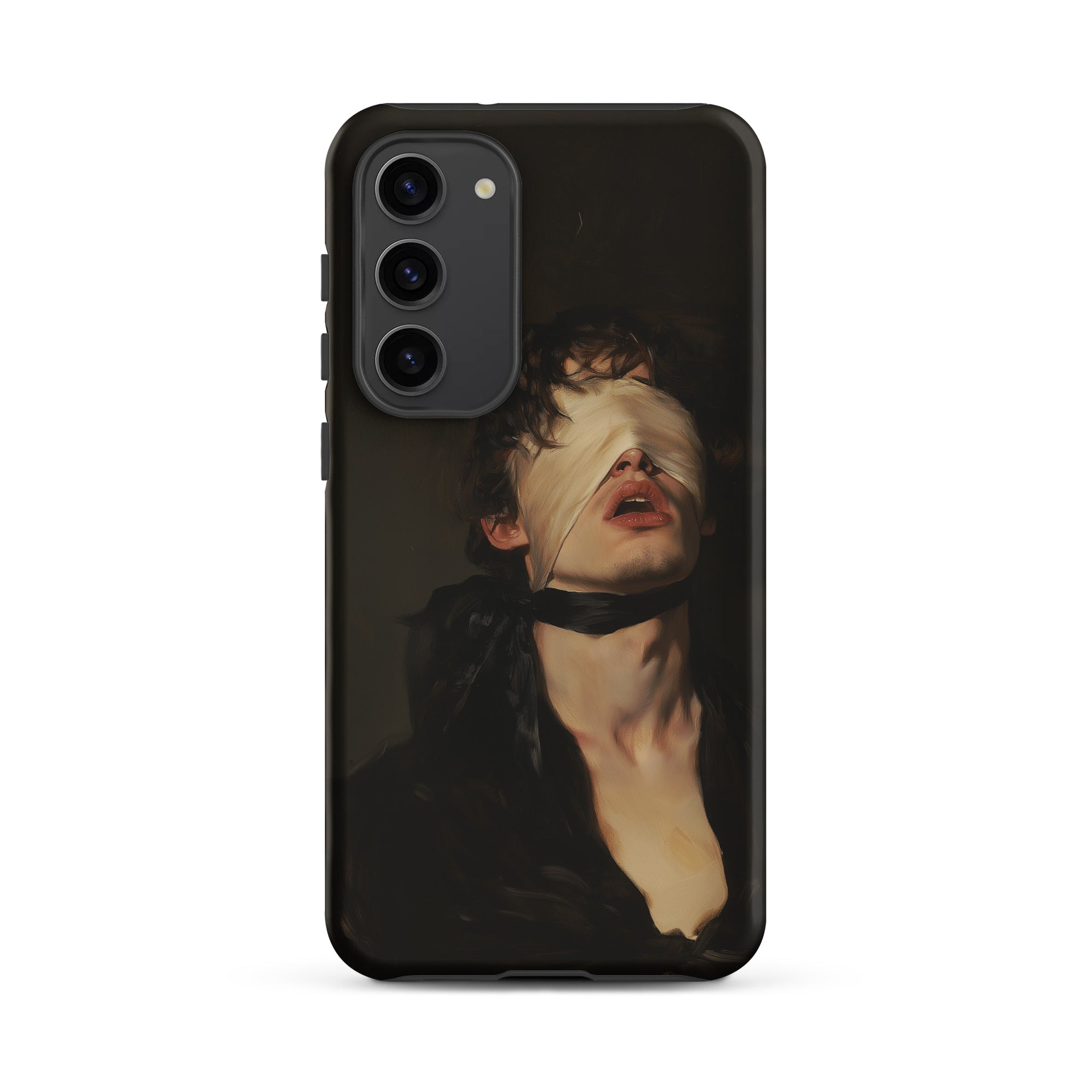 Suck it Up Vintage Gay Sm Blindfold Samsung Case, Galaxy S23 Plus / Matte, Dark Colored Smartphone Case Blindfolded Person Choker