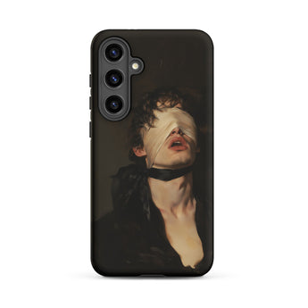 Suck it Up - Vintage Gay Sm Blindfold Samsung Case, Galaxy S24 Plus / Matte, Black Smartphone Case Blindfolded Person’s Portrait