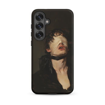 Suck it Up - Vintage Gay Sm Blindfold Samsung Case, Galaxy S25 Plus / Matte, Black Smartphone Case Mysterious Portrait Person Blindfold
