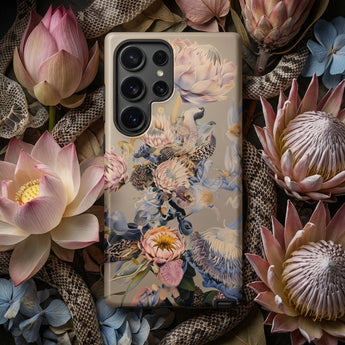 Sugarbush - Surreal Protea Art Phone Case Beige Phone Case Adorned Detailed Floral Fauna Illustration Surreal Protea Art, Art Iphone, Bloom