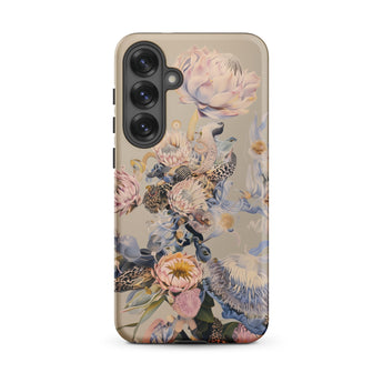 Sugarbush - Surreal Protea Art Phone Case Samsung Galaxy S25 Plus / Matte Delicate Beige Phone Case Adorned Vibrant Floral Fauna Surreal