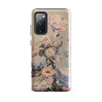 Sugarbush - Surreal Protea Art Samsung Case, Galaxy S20 Fe / Gloss, Smartphone Case Beige Background Intricate Floral Pattern Shades