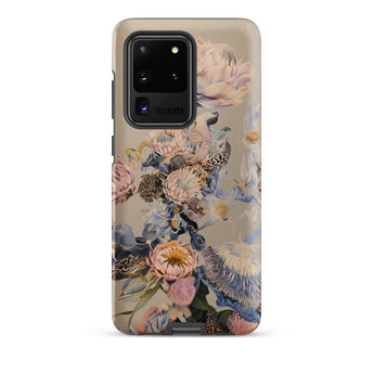 Sugarbush - Surreal Protea Art Samsung Case, Galaxy S20 Ultra / Matte, Smartphone Case Beige Background Colorful Floral Pattern