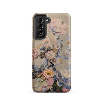 Sugarbush - Surreal Protea Art Samsung Case, Galaxy S21 / Matte, Smartphone Case Beige Background Colorful Floral Design Types