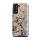 Sugarbush - Surreal Protea Art Samsung Case, Galaxy S21 Plus / Gloss, Smartphone Case Beige Background Floral Design Light Pink