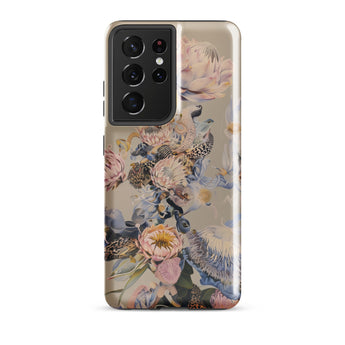 Sugarbush - Surreal Protea Art Samsung Case, Galaxy S21 Ultra / Gloss, Floral-patterned Smartphone Case Black Camera Module Cutout