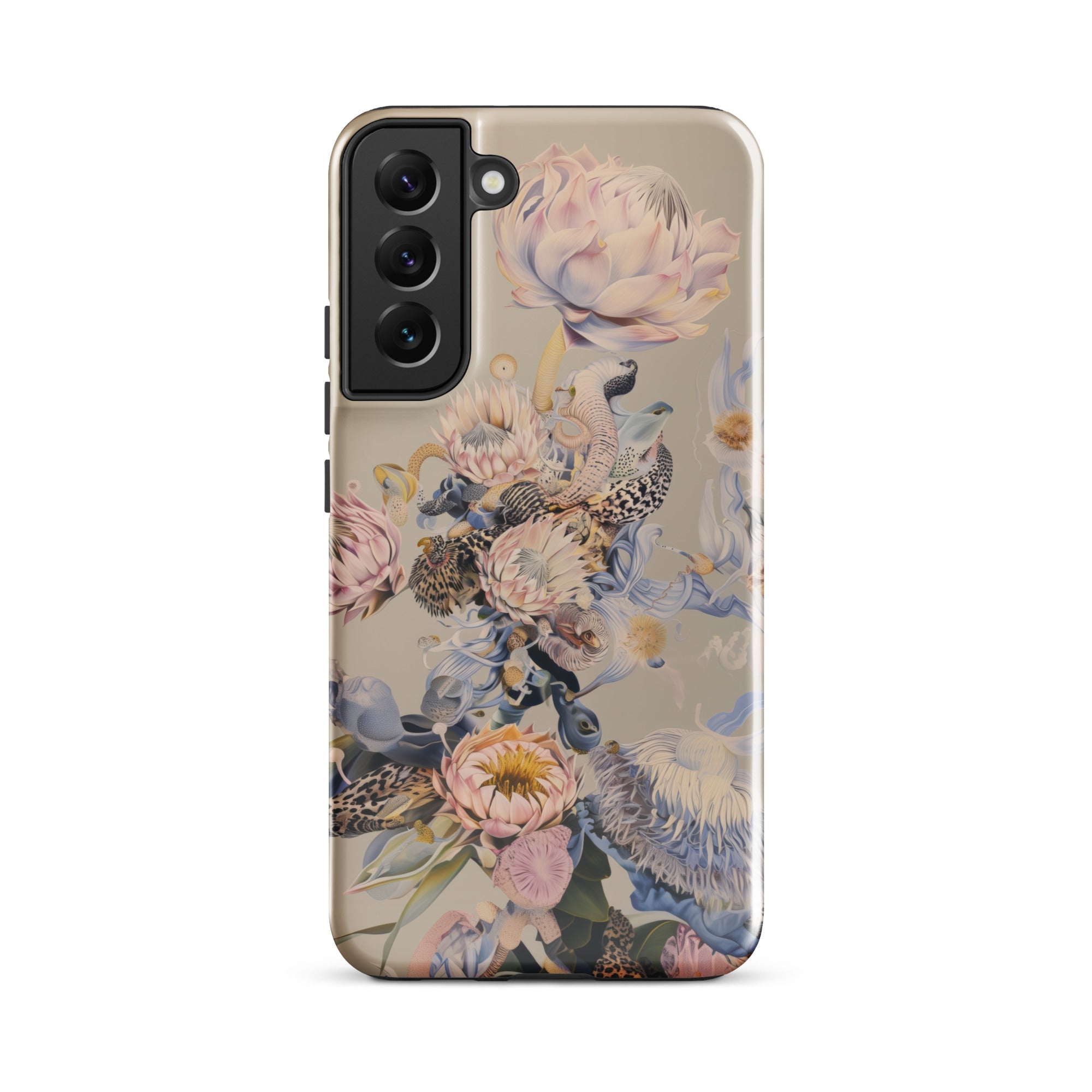 Sugarbush Surreal Protea Art Samsung Case, Galaxy S22 Plus / Gloss, Beige Phone Case Floral Design