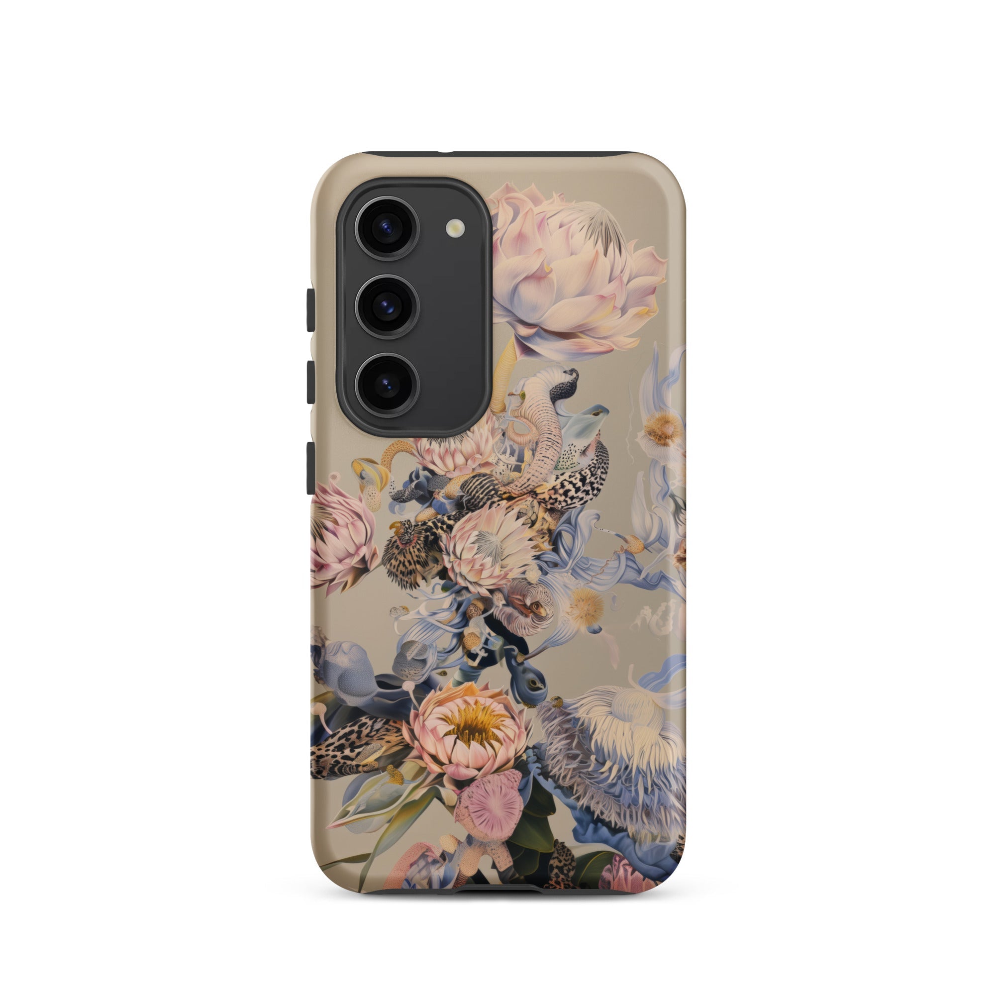 Sugarbush Surreal Protea Art Samsung Case, Galaxy S23 / Matte, Smartphone Case Beige Background Floral Design Light Pink