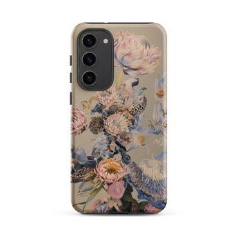 Sugarbush - Surreal Protea Art Samsung Case, Galaxy S23 Plus / Matte, Smartphone Case Beige Background Floral Design Shades Pink