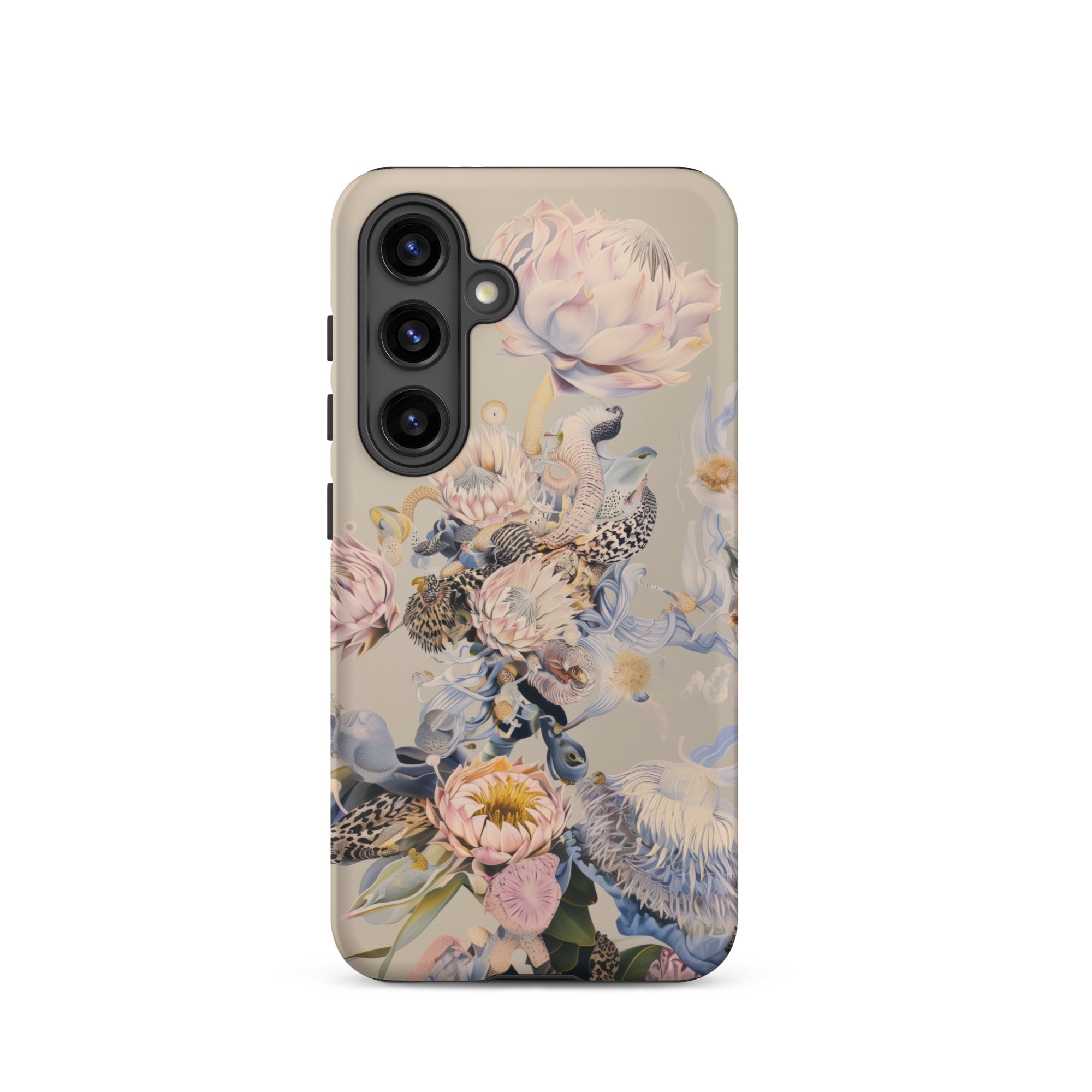 Sugarbush Surreal Protea Art Samsung Case, Galaxy S24 / Matte, Smartphone Case Beige Background Floral Animal Pattern Camera