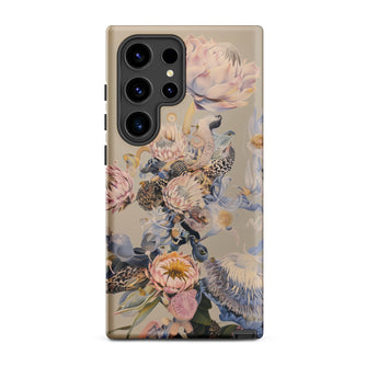 Sugarbush - Surreal Protea Art Samsung Case, Galaxy S24 Ultra / Matte, Smartphone Case Beige Background Floral Pattern Flowers Shades