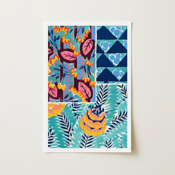 Suggestions Pour étoffes et Tapis - E. A. Séguy Art Print / Canvas Vibrant Rectangular Collage Stylized Botanical Geometric, Roaring