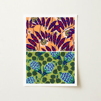 Suggestions Pour étoffes et Tapis - E. A. Séguy Art Print / Canvas Vibrant Two-panel Botanical Bold Red Orange, Prints