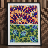 E.A. Seguy art print, floral pattern in black frame