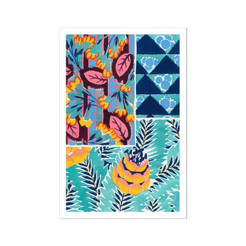Suggestions Pour étoffes et Tapis - E. A. Séguy Art Print / Canvas Colorful Tropical Art Print Flowers Palm Leaves Geometric Print,