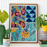 Suggestions Pour étoffes et Tapis - E. A. Séguy Art Print / Canvas Framed Artwork Colorful Tropical Patterns Flowers Leaves Geometric Art