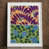 Suggestions Pour étoffes et Tapis - E. A. Séguy Art Print / Canvas Framed Artwork Vibrant Two-toned Botanical Print Bold Red Art Print,