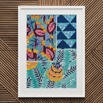 Suggestions Pour étoffes et Tapis - E. A. Séguy Art Print / Canvas Vibrant Framed Art Print Colorful Patchwork Design Floral Print,