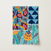 Vibrant Patchwork-style Illustrated Art Print Bold Floral Geometric, Roaring Twenties, Suggestions Pour