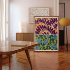 Suggestions Pour étoffes et Tapis - E. A. Séguy Art Print, Colorful Framed Artwork Abstract Floral Leaf Patterns Purple