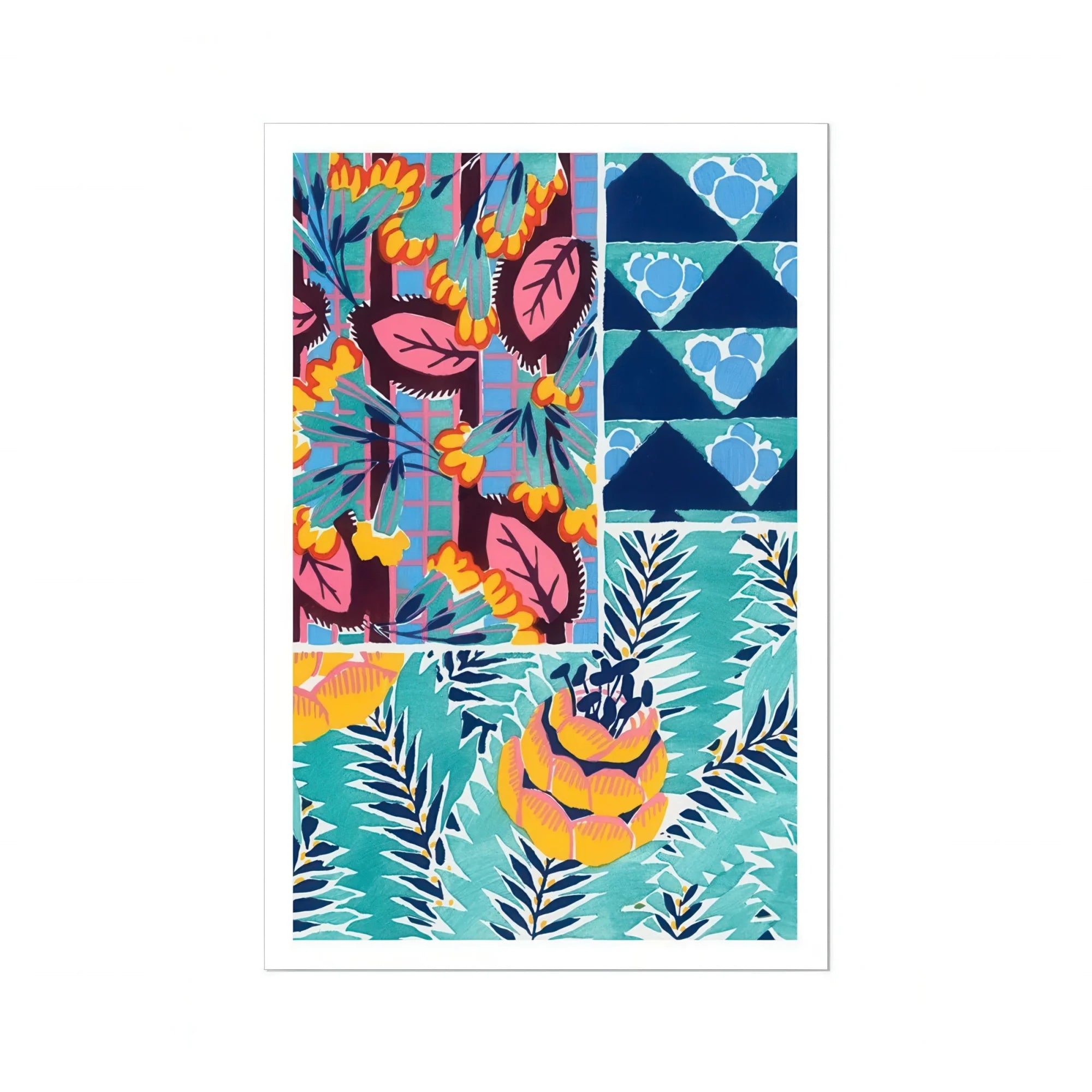 Suggestions Pour étoffes et Tapis - E. A. Séguy Art Print, Colorful Tropical Art Print Flowers Palm Leaves Geometric