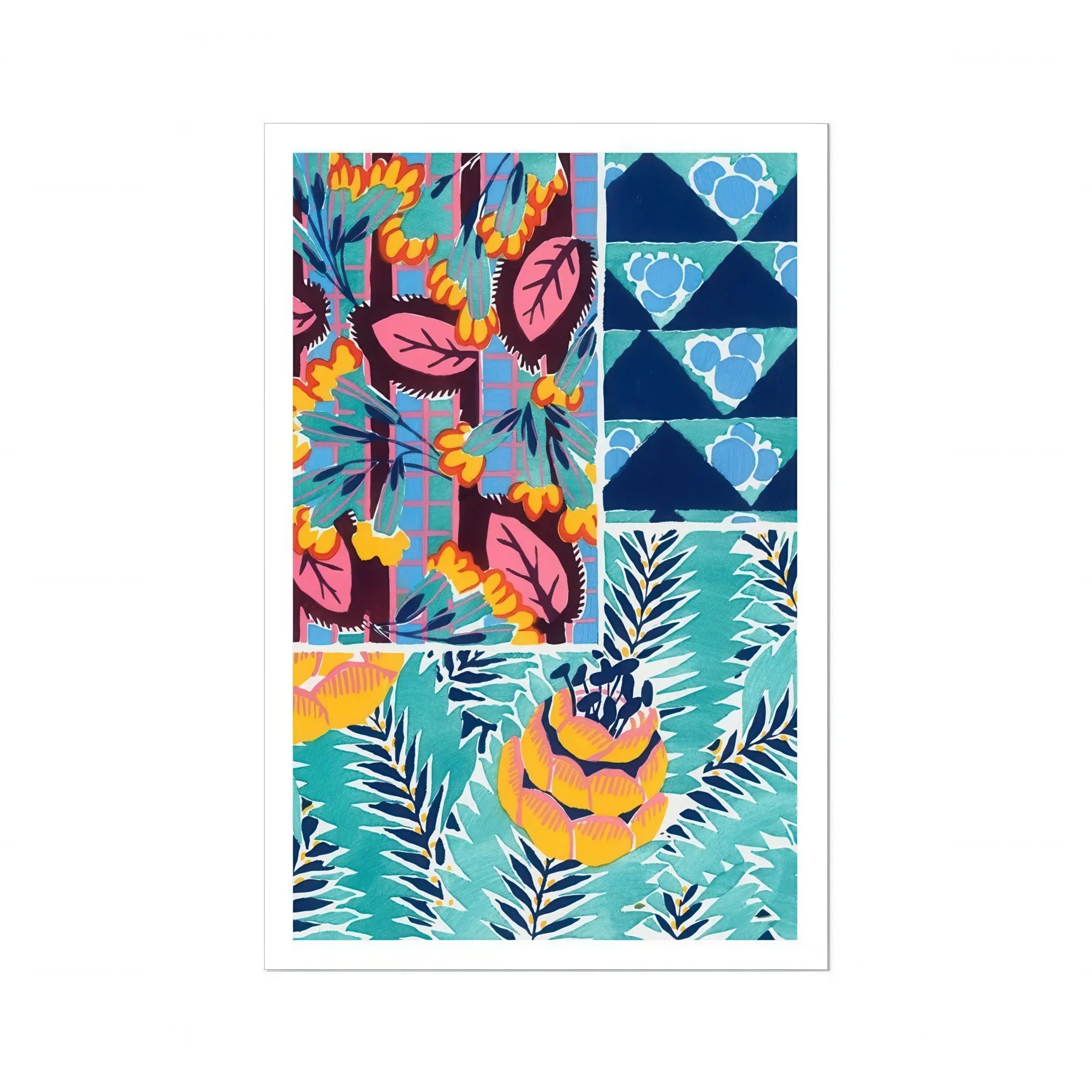 Suggestions Pour étoffes et Tapis - E. A. Séguy Art Print, Colorful Tropical Art Print Flowers Palm Leaves Geometric