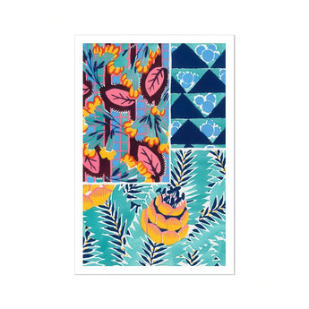 Suggestions Pour étoffes et Tapis - E. A. Séguy Art Print, Colorful Tropical Art Print Flowers Palm Leaves Geometric