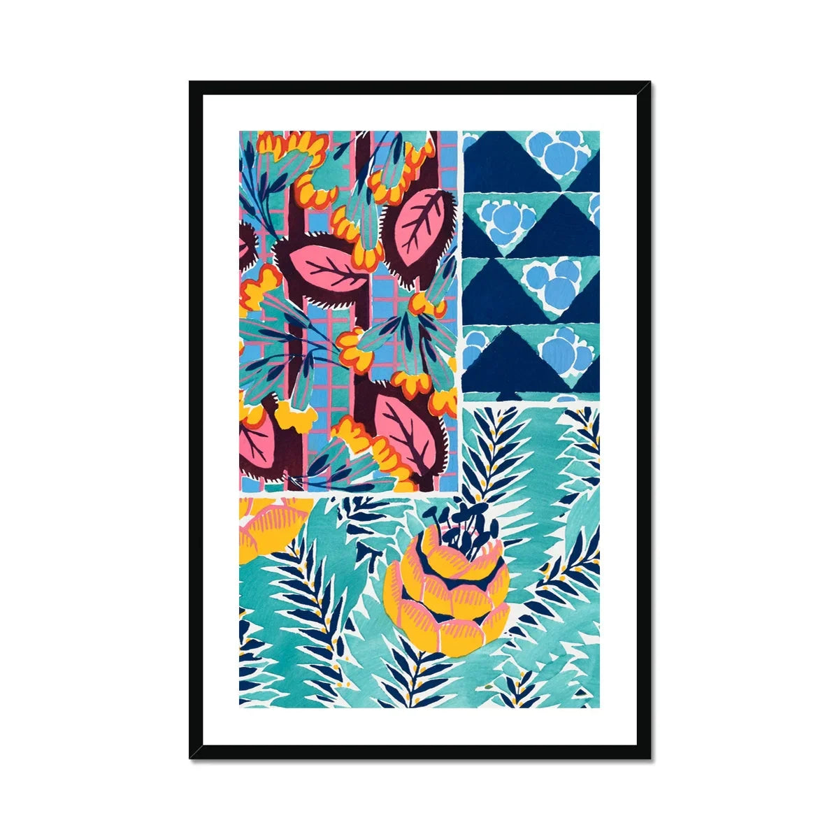 Suggestions Pour étoffes et Tapis - E. A. Séguy Art Print, Framed Abstract Art Print Tropical Leaves Flowers Geometric