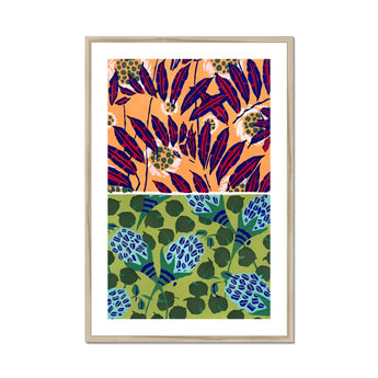Suggestions Pour étoffes et Tapis - E. A. Séguy Art Print, Framed Artwork Two Floral Patterns Purple/orange Blue/green Color