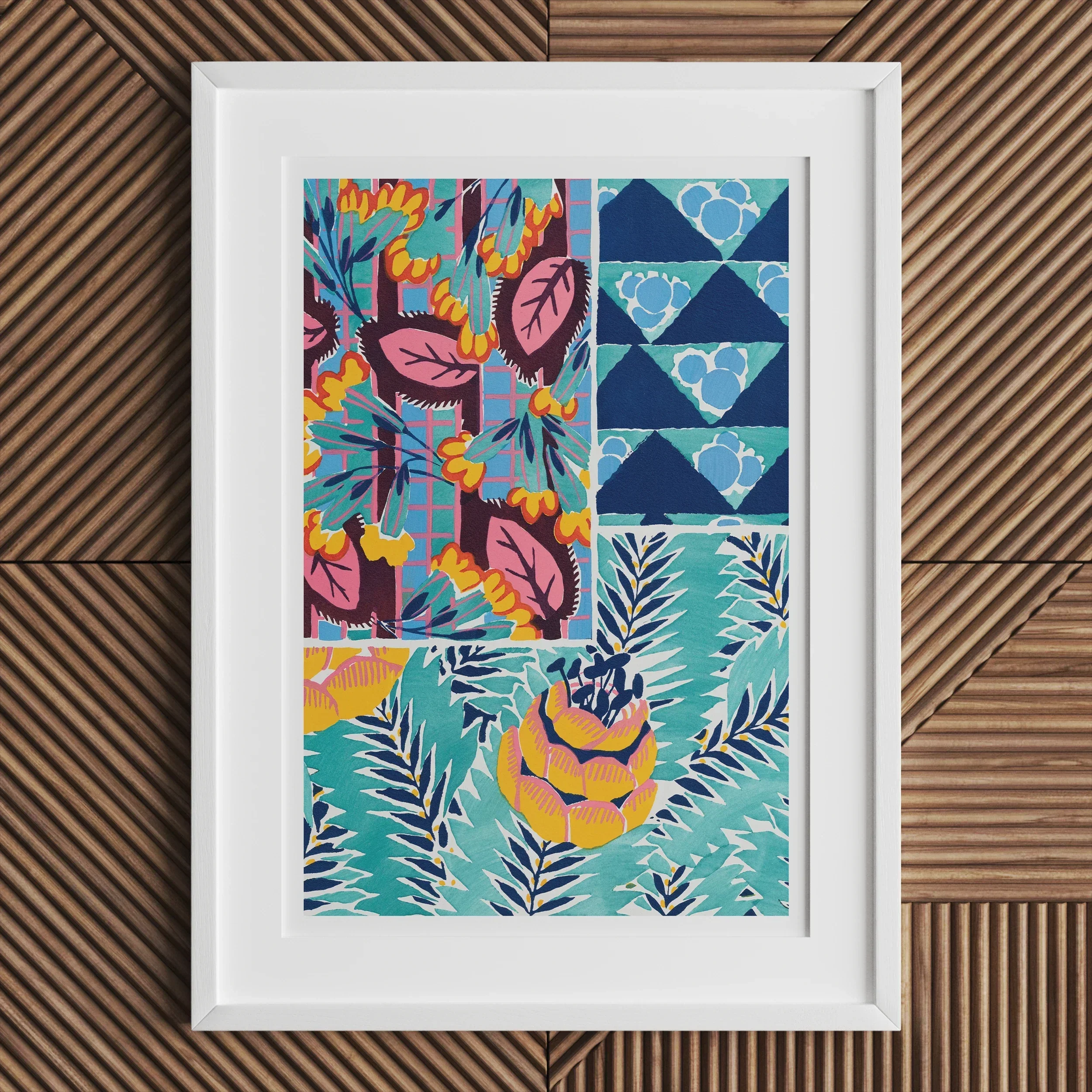 Suggestions Pour étoffes et Tapis - E. A. Séguy Art Print, Framed Colorful Abstract Artwork Floral Geometric Patterns